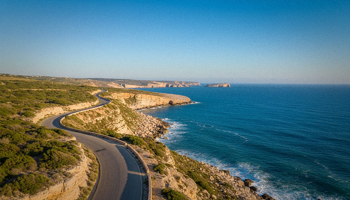 Strada costiera a Malta con vista sul mare, senza auto in primo piano