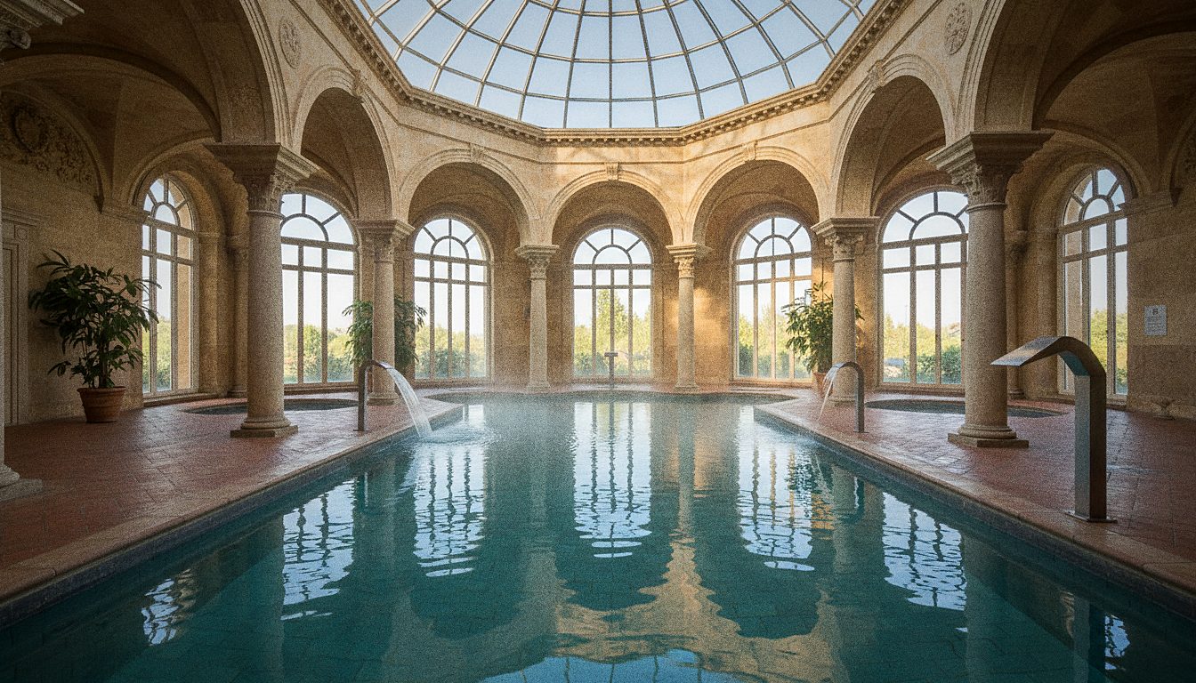 Piscine interne del complesso termale di Bucarest, senza persone